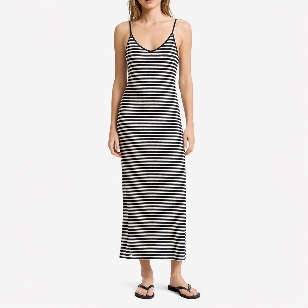 Zara Blue and White Striped Ribbed Dress Size Medium